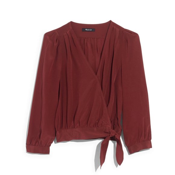 madewell red/rust silk wrap top/blouse - Picture 1 of 3